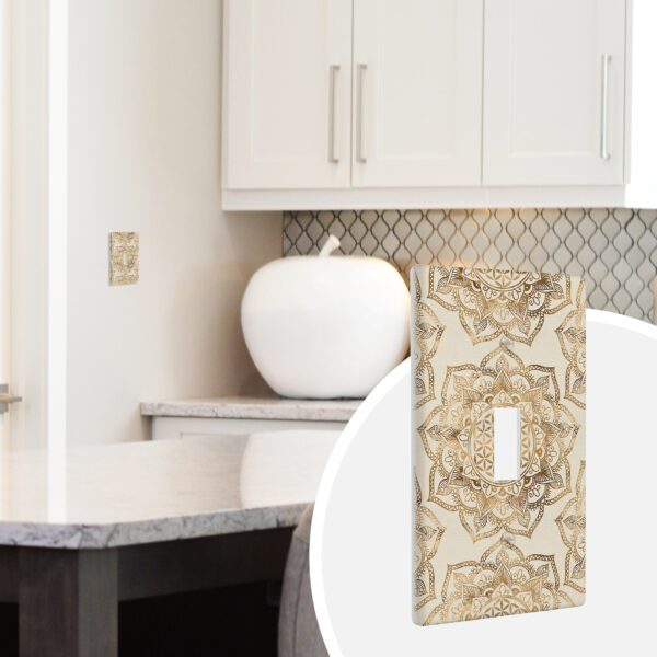 1Pcs Flower of life in lotus Light Switch Plate Decorative switch and socket covers for home kitchen decoration Unbreakable Polycarbonate Thermoplastic For bedroom room decoration - Image 3