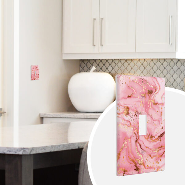 1Pcs Pink gold marble Light Switch Plate Decorative switch and socket covers for home kitchen decoration Unbreakable Polycarbonate Thermoplastic For bedroom room decoration - Image 3