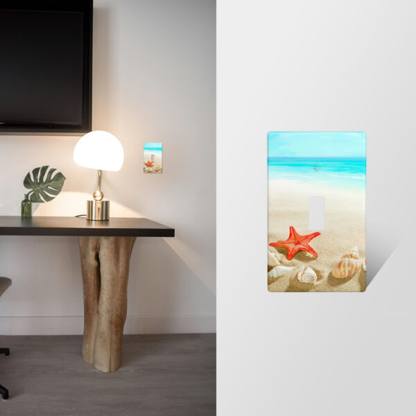 1Pcs Sea Starfish Shell Light Switch Plate Decorative switch and socket covers for home kitchen decoration Unbreakable Polycarbonate Thermoplastic For bedroom room decoration - Image 2