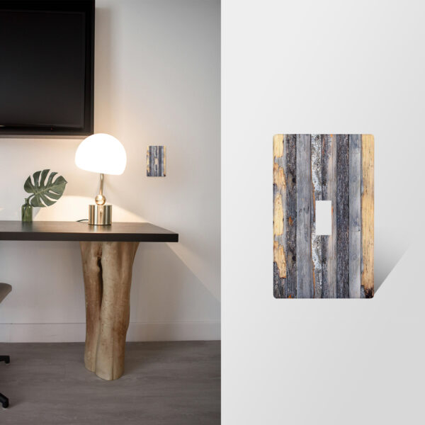1Pcs Rustic Farmhouse Wood Texture Light Switch Plate Decorative switch and socket covers for home kitchen decoration Unbreakable Polycarbonate Thermoplastic For bedroom room decoration - Image 2