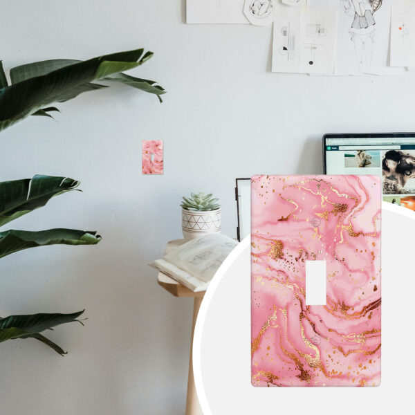 1Pcs Pink gold marble Light Switch Plate Decorative switch and socket covers for home kitchen decoration Unbreakable Polycarbonate Thermoplastic For bedroom room decoration - Image 2