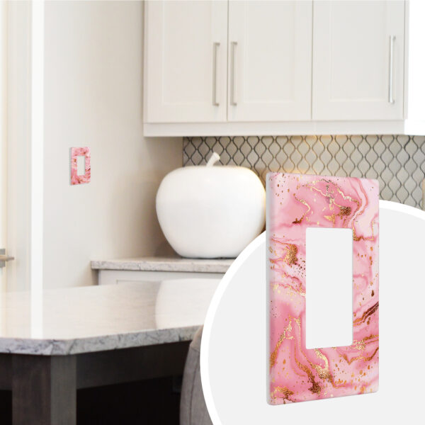 1Pcs Pink gold marble Light Switch Plate Decorative switch and socket covers for home kitchen decoration Unbreakable Polycarbonate Thermoplastic For bedroom room decoration - Image 2