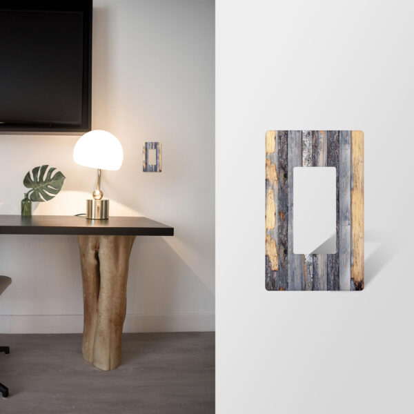 1Pcs Rustic Farmhouse Wood Texture Light Switch Plate Decorative switch and socket covers for home kitchen decoration Unbreakable Polycarbonate Thermoplastic For bedroom room decoration - Image 3