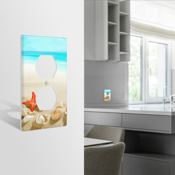 1Pcs Sea Starfish Shell Light Switch Plate Decorative switch and socket covers for home kitchen decoration Unbreakable Polycarbonate Thermoplastic For bedroom room decoration - Image 2