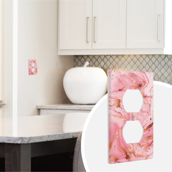 1Pcs Pink gold marble Light Switch Plate Decorative switch and socket covers for home kitchen decoration Unbreakable Polycarbonate Thermoplastic For bedroom room decoration - Image 2