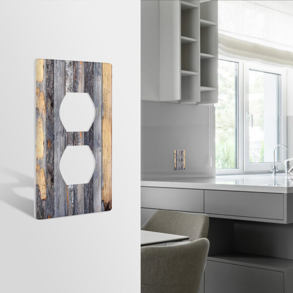 1Pcs Rustic Farmhouse Wood Texture Light Switch Plate Decorative switch and socket covers for home kitchen decoration Unbreakable Polycarbonate Thermoplastic For bedroom room decoration - Image 3