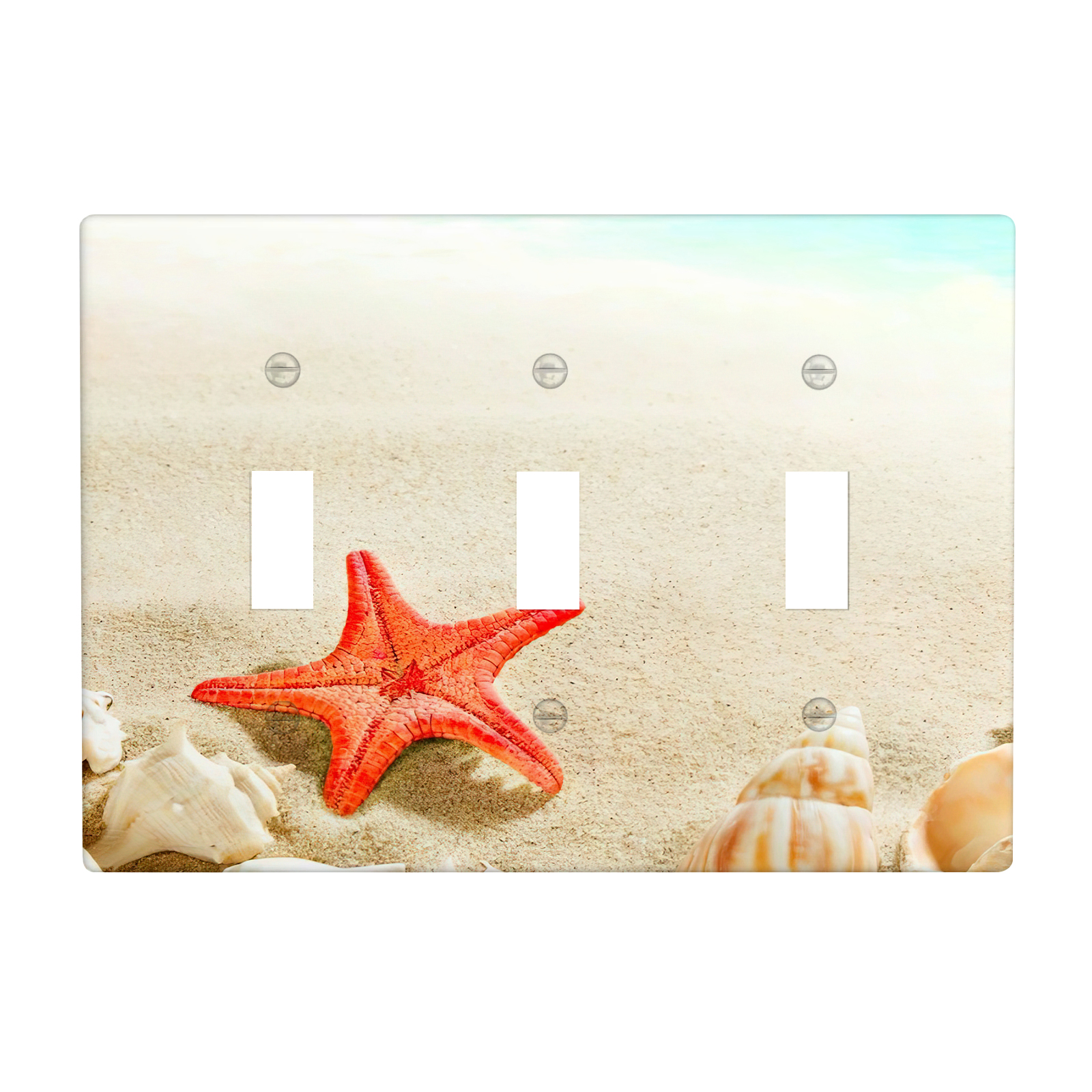 1Pcs Sea Starfish Shell Light Switch Plate Decorative switch and socket covers for home kitchen decoration Unbreakable Polycarbonate Thermoplastic For bedroom room decoration