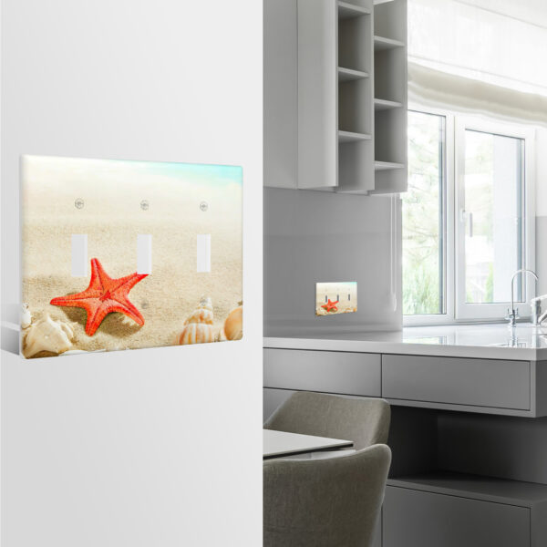 1Pcs Sea Starfish Shell Light Switch Plate Decorative switch and socket covers for home kitchen decoration Unbreakable Polycarbonate Thermoplastic For bedroom room decoration - Image 2