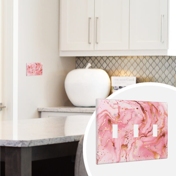 1Pcs Pink gold marble Light Switch Plate Decorative switch and socket covers for home kitchen decoration Unbreakable Polycarbonate Thermoplastic For bedroom room decoration - Image 3