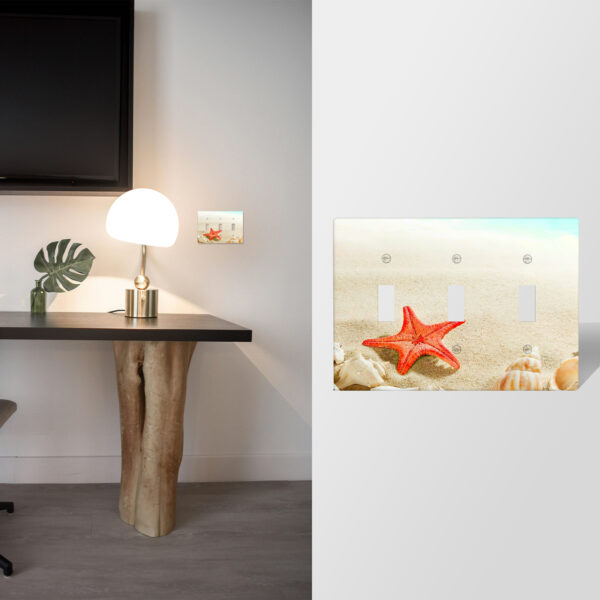 1Pcs Sea Starfish Shell Light Switch Plate Decorative switch and socket covers for home kitchen decoration Unbreakable Polycarbonate Thermoplastic For bedroom room decoration - Image 3