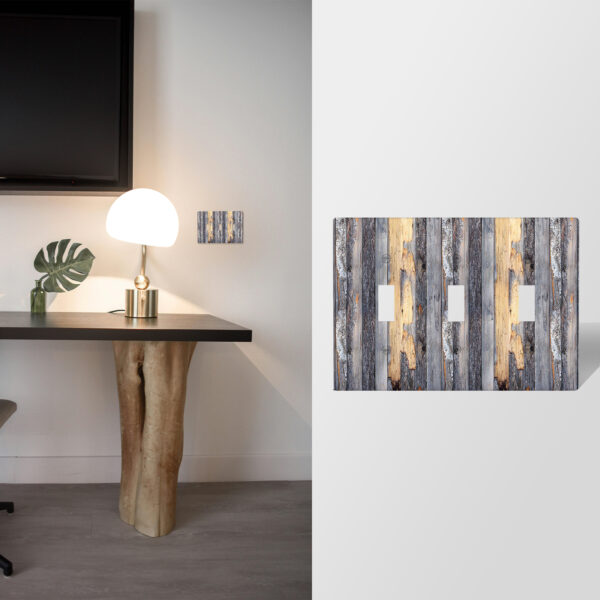 1Pcs Rustic Farmhouse Wood Texture Light Switch Plate Decorative switch and socket covers for home kitchen decoration Unbreakable Polycarbonate Thermoplastic For bedroom room decoration - Image 2
