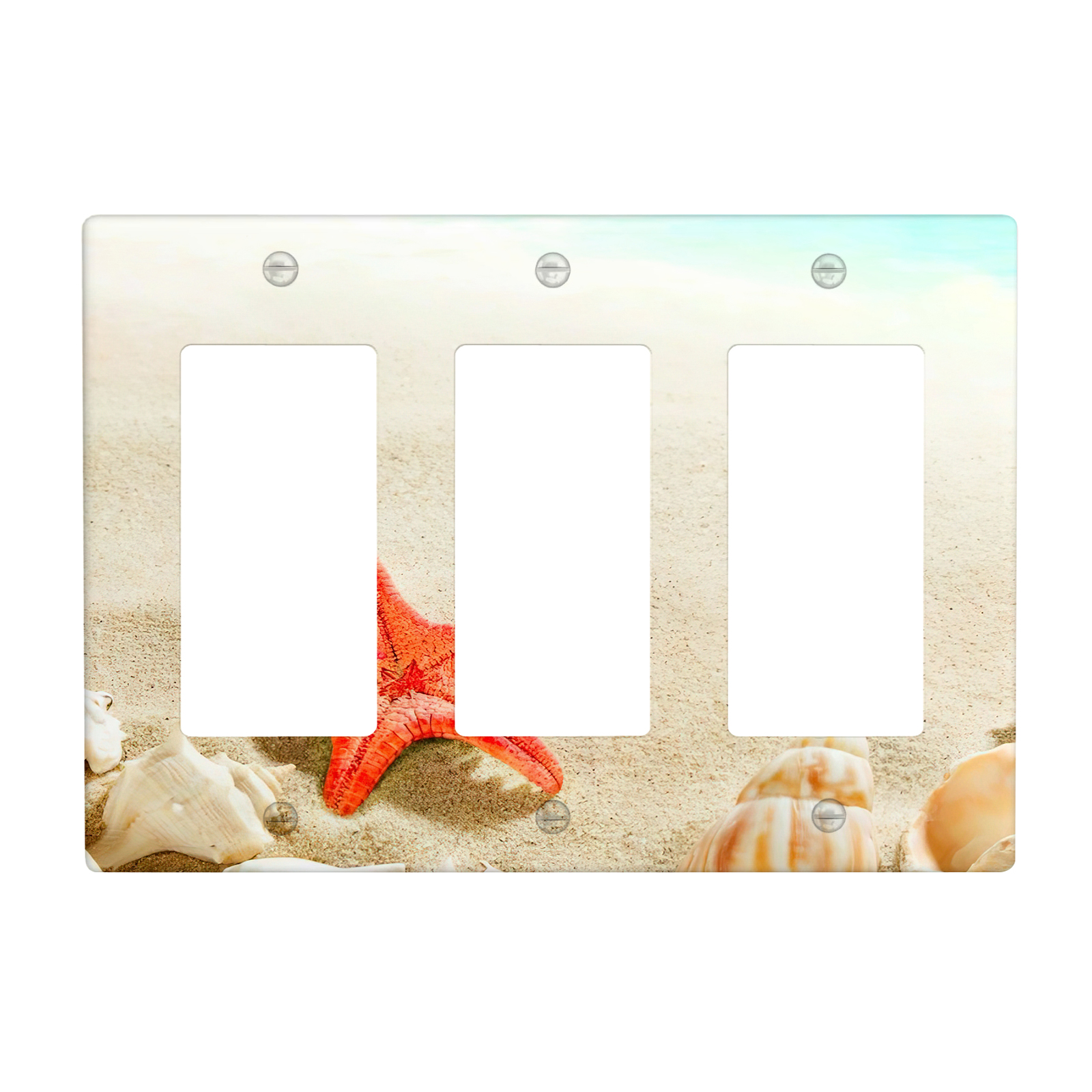 1Pcs Sea Starfish Shell Light Switch Plate Decorative switch and socket covers for home kitchen decoration Unbreakable Polycarbonate Thermoplastic For bedroom room decoration