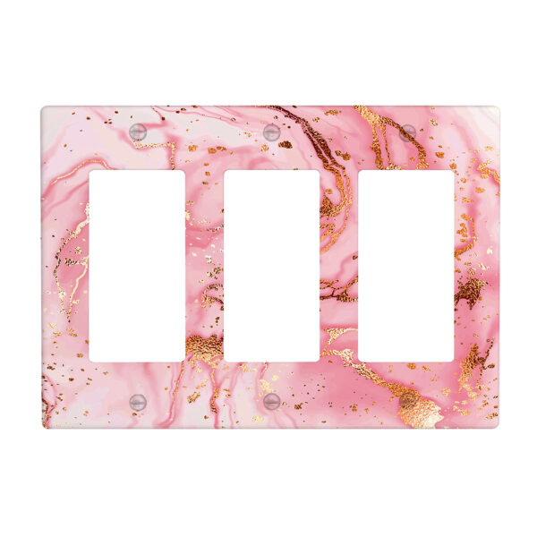 1Pcs Pink gold marble Light Switch Plate Decorative switch and socket covers for home kitchen decoration Unbreakable Polycarbonate Thermoplastic For bedroom room decoration