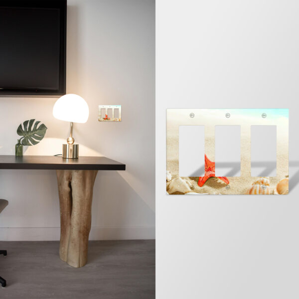 1Pcs Sea Starfish Shell Light Switch Plate Decorative switch and socket covers for home kitchen decoration Unbreakable Polycarbonate Thermoplastic For bedroom room decoration - Image 2
