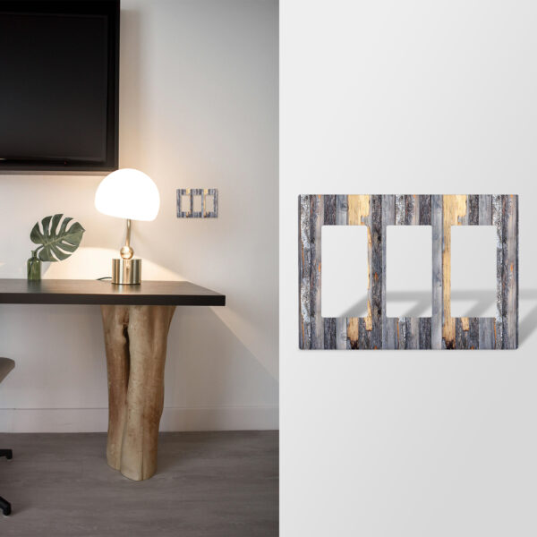 1Pcs Rustic Farmhouse Wood Texture Light Switch Plate Decorative switch and socket covers for home kitchen decoration Unbreakable Polycarbonate Thermoplastic For bedroom room decoration - Image 3