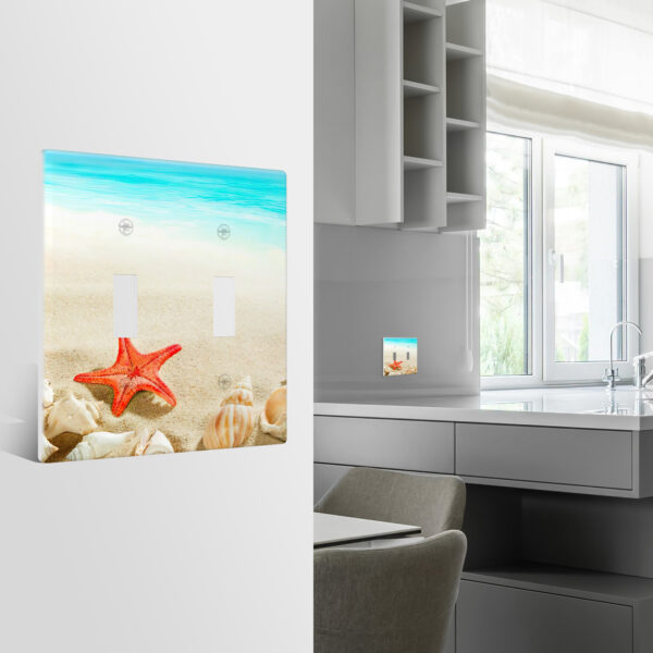 1Pcs Sea Starfish Shell Light Switch Plate Decorative switch and socket covers for home kitchen decoration Unbreakable Polycarbonate Thermoplastic For bedroom room decoration - Image 2