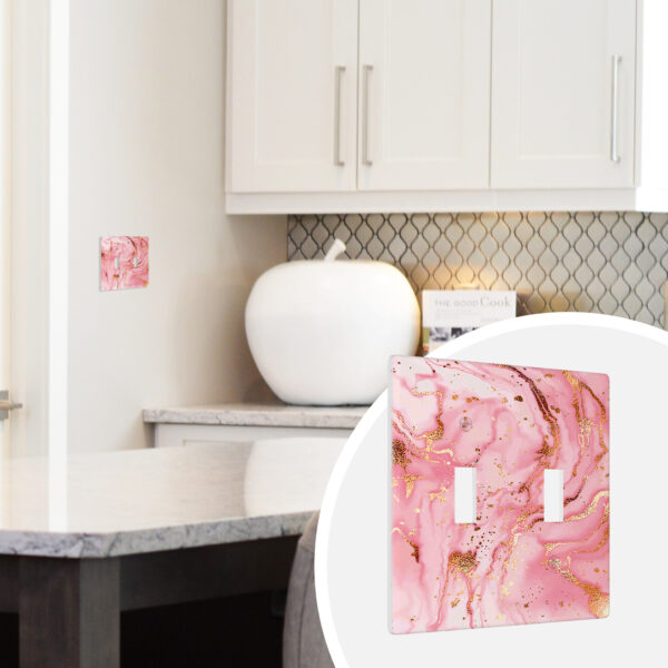 1Pcs Pink gold marble Light Switch Plate Decorative switch and socket covers for home kitchen decoration Unbreakable Polycarbonate Thermoplastic For bedroom room decoration - Image 2