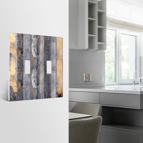 1Pcs Rustic Farmhouse Wood Texture Light Switch Plate Decorative switch and socket covers for home kitchen decoration Unbreakable Polycarbonate Thermoplastic For bedroom room decoration - Image 3