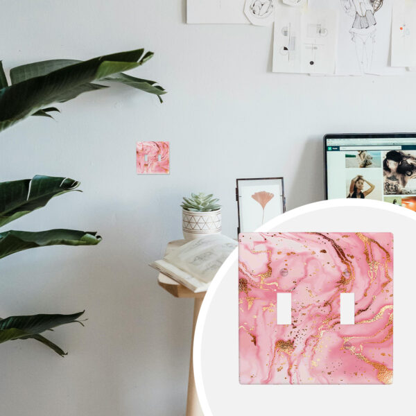 1Pcs Pink gold marble Light Switch Plate Decorative switch and socket covers for home kitchen decoration Unbreakable Polycarbonate Thermoplastic For bedroom room decoration - Image 3