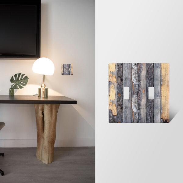 1Pcs Rustic Farmhouse Wood Texture Light Switch Plate Decorative switch and socket covers for home kitchen decoration Unbreakable Polycarbonate Thermoplastic For bedroom room decoration - Image 2