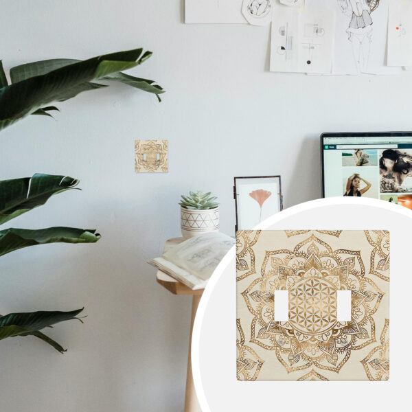 1Pcs Flower of life in lotus Light Switch Plate Decorative switch and socket covers for home kitchen decoration Unbreakable Polycarbonate Thermoplastic For bedroom room decoration - Image 3