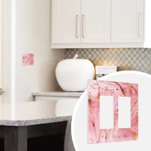 1Pcs Pink gold marble Light Switch Plate Decorative switch and socket covers for home kitchen decoration Unbreakable Polycarbonate Thermoplastic For bedroom room decoration - Image 2