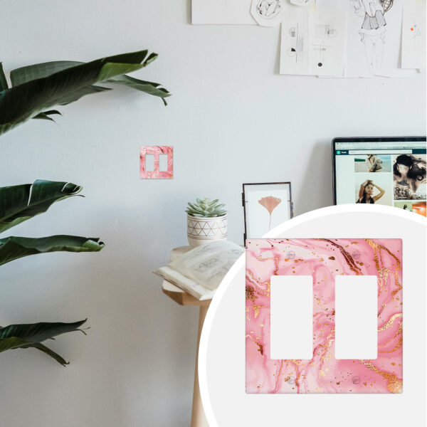 1Pcs Pink gold marble Light Switch Plate Decorative switch and socket covers for home kitchen decoration Unbreakable Polycarbonate Thermoplastic For bedroom room decoration - Image 3